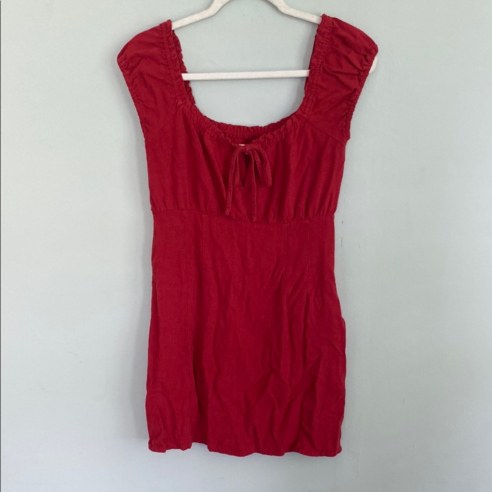 Aeropostale Women’s Red linen blend tie mini dress